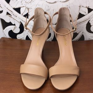 Kelly & Katie Nude Open Toe Kitten Heels